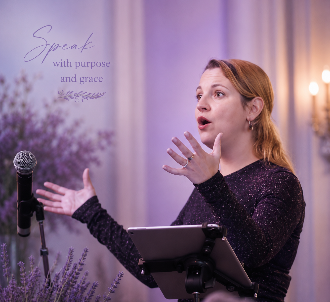 Dirigent Tessa tijdens een repetitie
